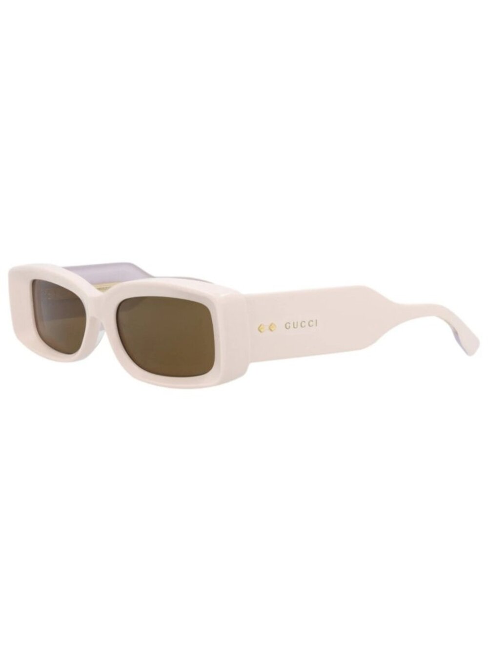 New Gucci Women's Sunglasses Square Rectangle Recycled Acetate Frame Ivory Ivory